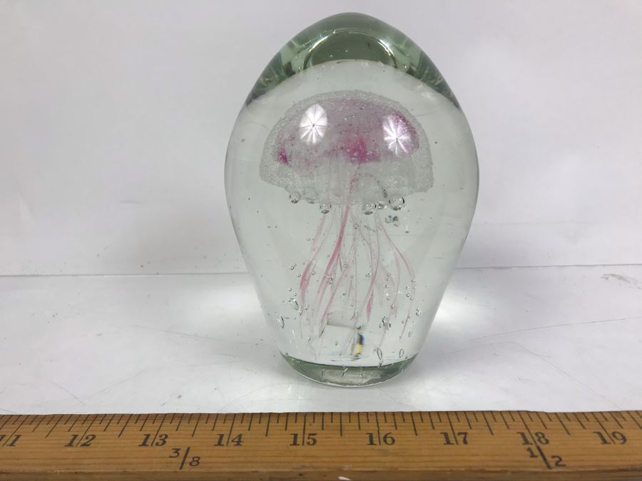 Large Art Glass Jellyfish Paperweight 6'H [Photo 1]