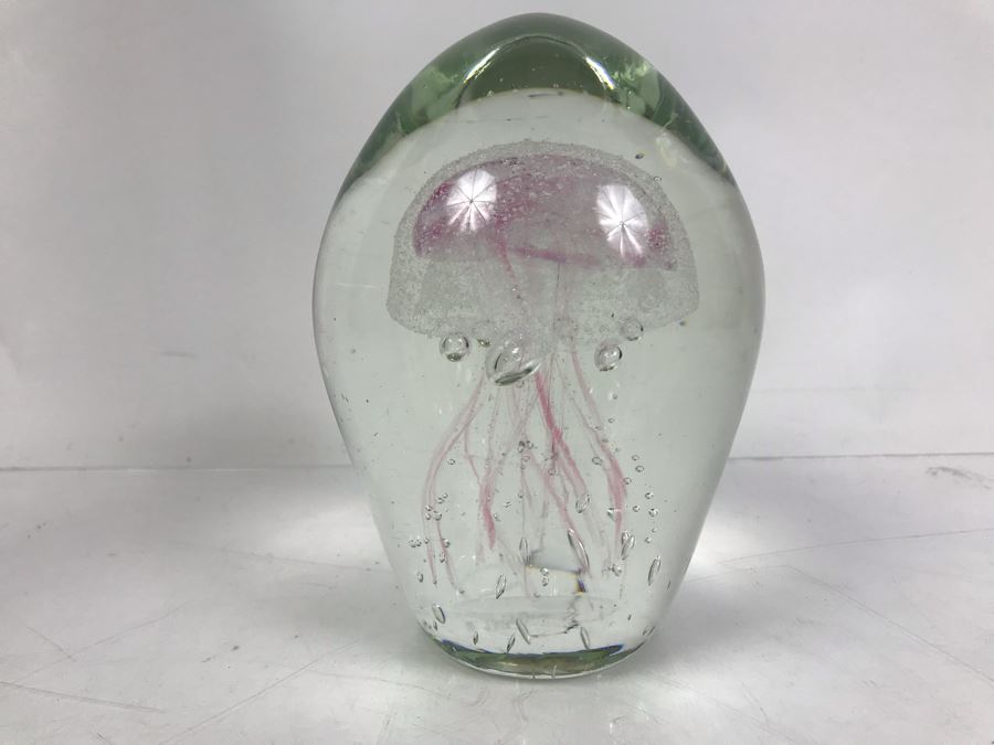 Large Art Glass Jellyfish Paperweight 6'H [Photo 9]