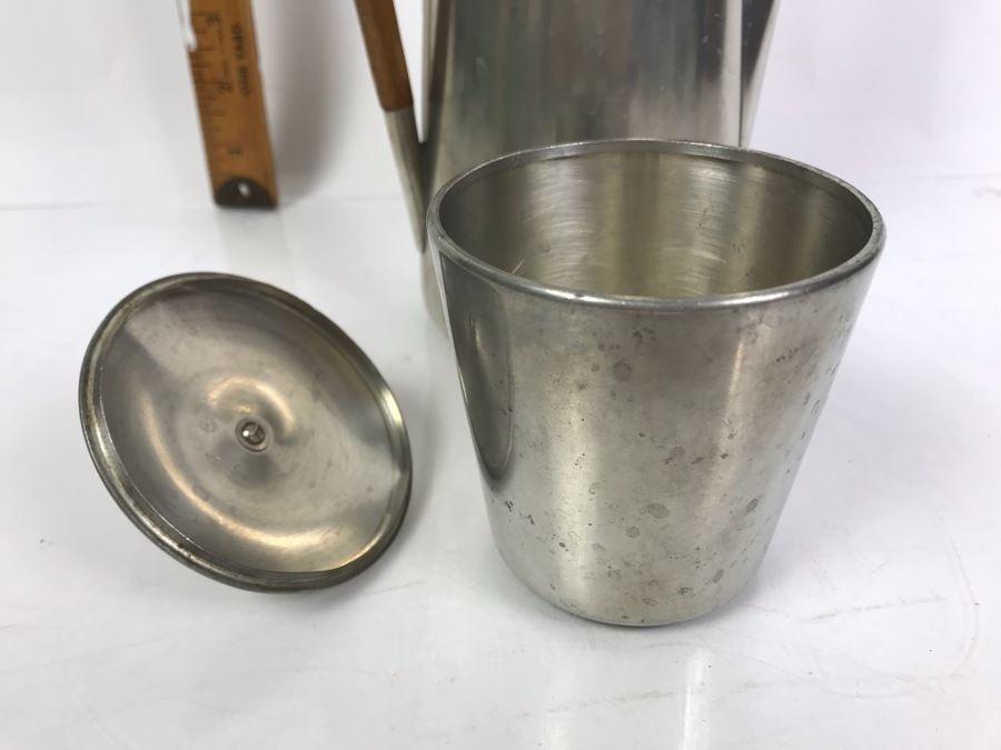 Mid-Century Modern Royal Holland Pewter KMD Tiel Coffee Pot With Lidded Cup Made In Holland 12'H [Photo 6]