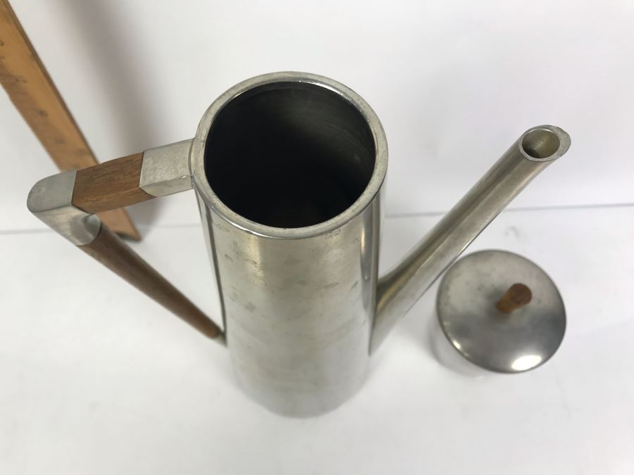 Mid-Century Modern Royal Holland Pewter KMD Tiel Coffee Pot With Lidded Cup Made In Holland 12'H [Photo 4]