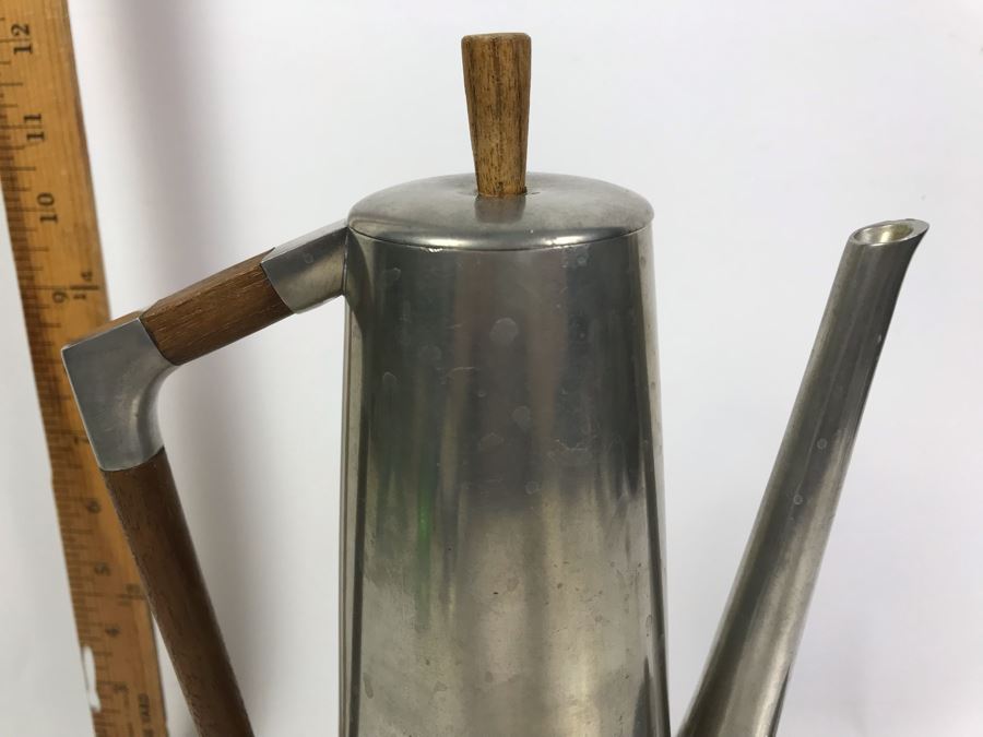 Mid-Century Modern Royal Holland Pewter KMD Tiel Coffee Pot With Lidded Cup Made In Holland 12'H [Photo 3]
