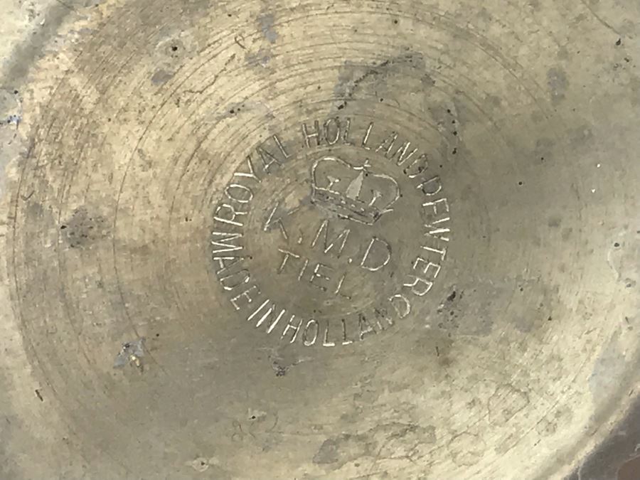 Mid-Century Modern Royal Holland Pewter KMD Tiel Coffee Pot With Lidded Cup Made In Holland 12'H [Photo 8]