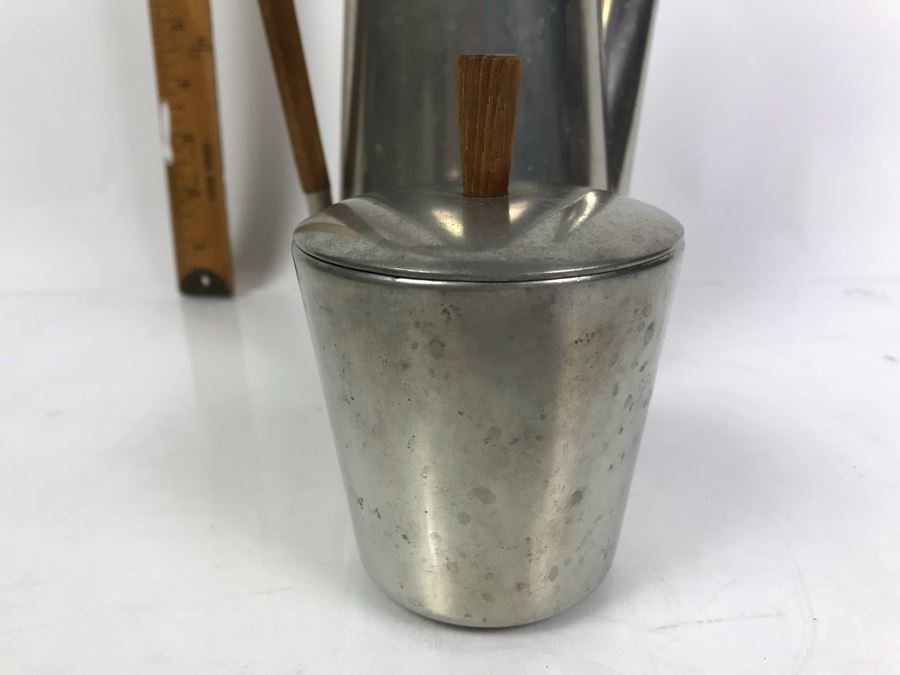 Mid-Century Modern Royal Holland Pewter KMD Tiel Coffee Pot With Lidded Cup Made In Holland 12'H [Photo 5]