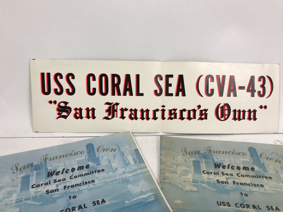 Various Photographs, Change Of Command Programs For USS Kitty Hawk (CV 63) And USS Coral Sea, Documents, Newspapers, USS Coral Sea Bumper Sticker - See Photos [Photo 9]