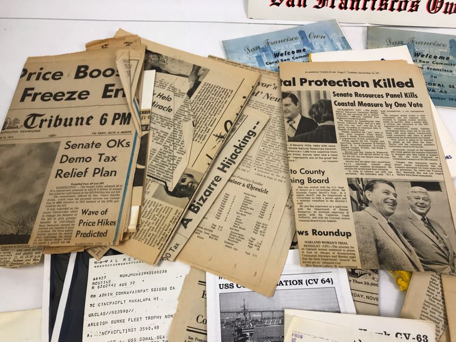 Various Photographs, Change Of Command Programs For USS Kitty Hawk (CV 63) And USS Coral Sea, Documents, Newspapers, USS Coral Sea Bumper Sticker - See Photos [Photo 18]