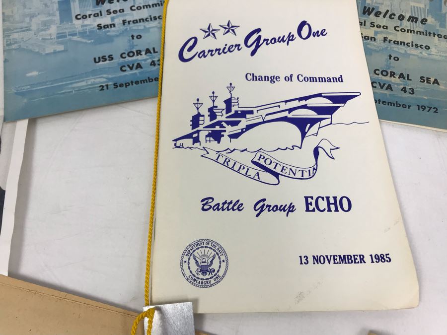 Various Photographs, Change Of Command Programs For USS Kitty Hawk (CV 63) And USS Coral Sea, Documents, Newspapers, USS Coral Sea Bumper Sticker - See Photos [Photo 15]