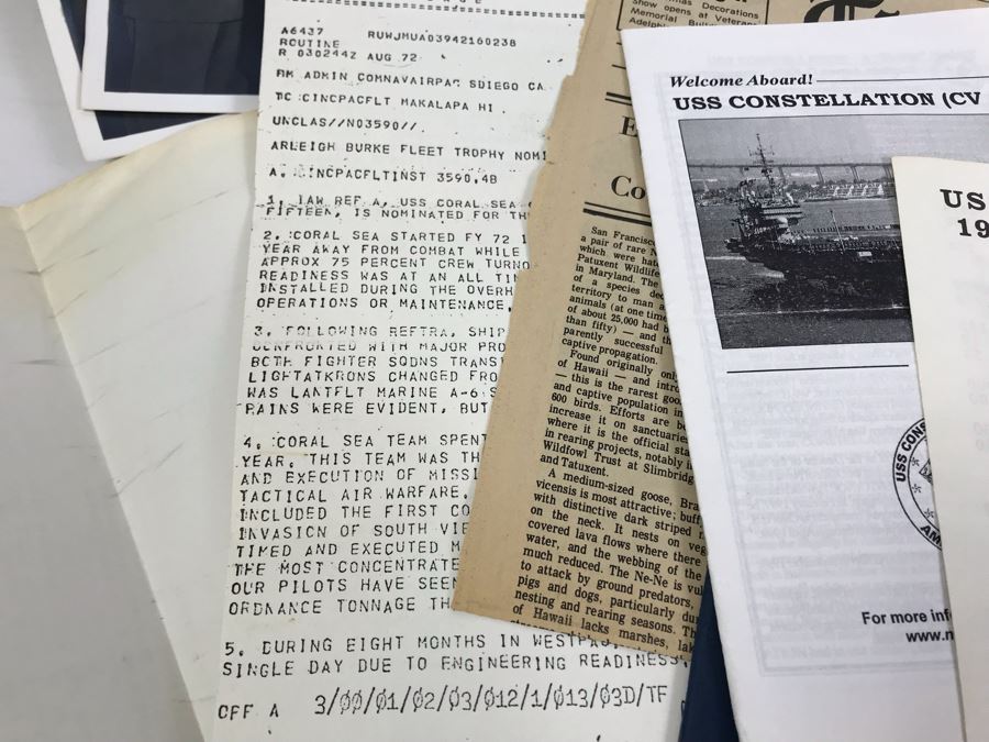 Various Photographs, Change Of Command Programs For USS Kitty Hawk (CV 63) And USS Coral Sea, Documents, Newspapers, USS Coral Sea Bumper Sticker - See Photos [Photo 17]