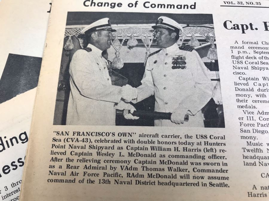 Various Photographs, Change Of Command Programs For USS Kitty Hawk (CV 63) And USS Coral Sea, Documents, Newspapers, USS Coral Sea Bumper Sticker - See Photos [Photo 5]