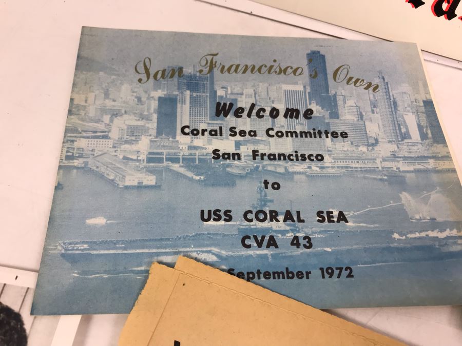 Various Photographs, Change Of Command Programs For USS Kitty Hawk (CV 63) And USS Coral Sea, Documents, Newspapers, USS Coral Sea Bumper Sticker - See Photos [Photo 8]