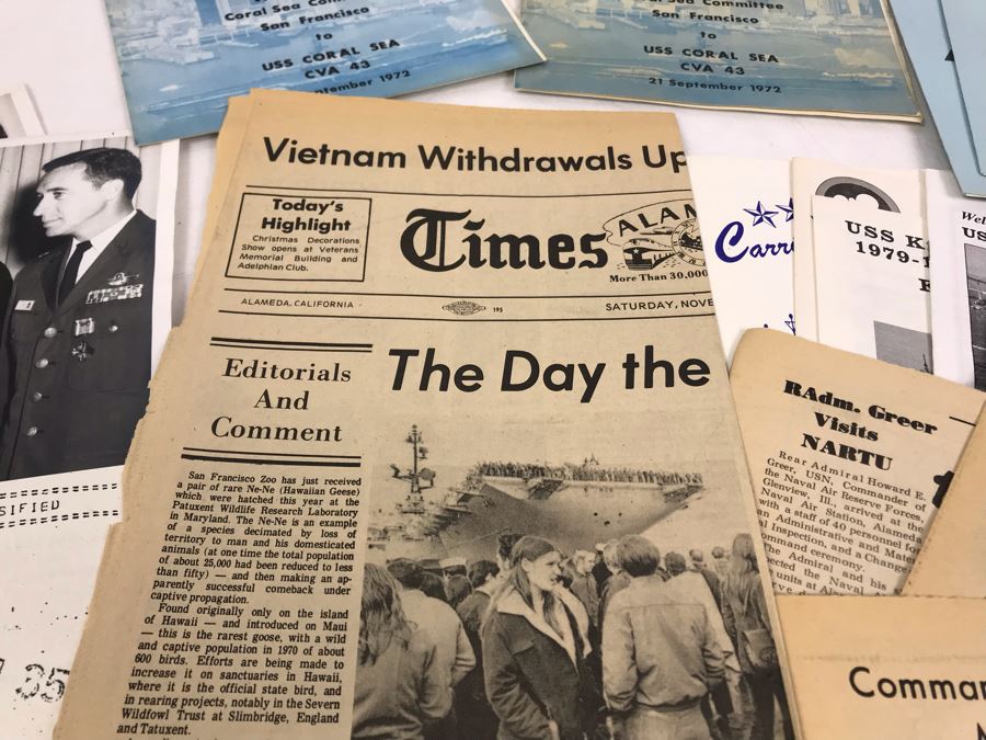 Various Photographs, Change Of Command Programs For USS Kitty Hawk (CV 63) And USS Coral Sea, Documents, Newspapers, USS Coral Sea Bumper Sticker - See Photos [Photo 10]