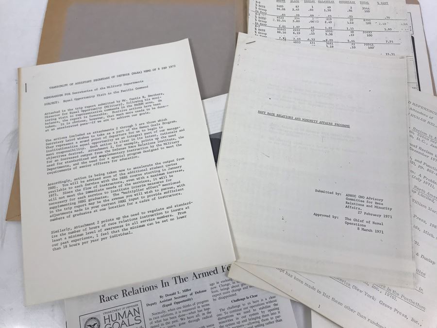Various Military Department Of Defense Documents And Papers Regarding Equal Opportunity Race Relations And Race Statistics In The Military Affirmative Action From 1971-1973 [Photo 7]
