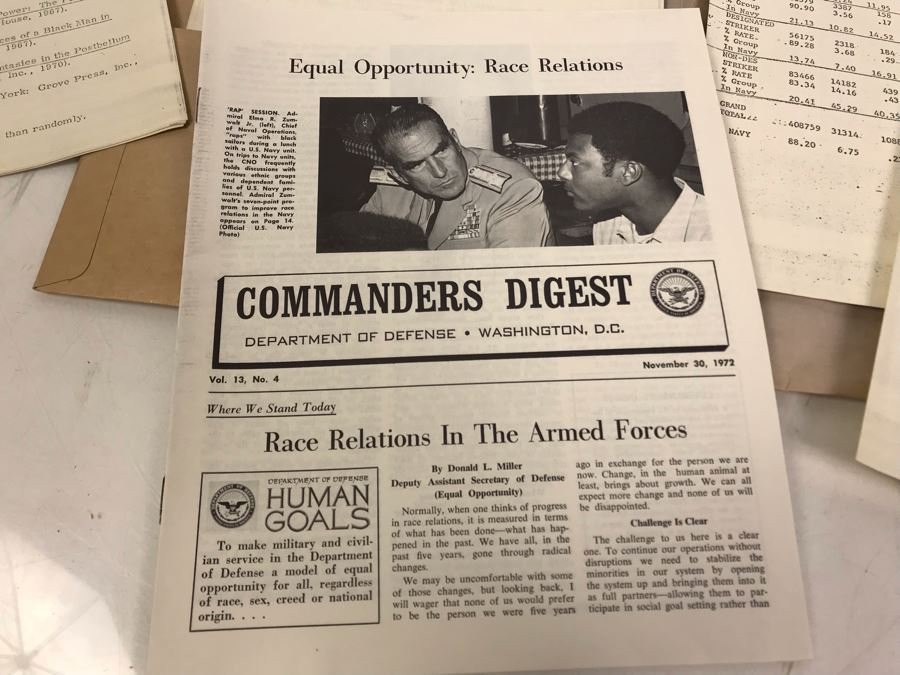 Various Military Department Of Defense Documents And Papers Regarding Equal Opportunity Race Relations And Race Statistics In The Military Affirmative Action From 1971-1973 [Photo 2]