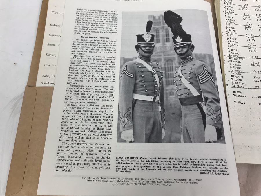 Various Military Department Of Defense Documents And Papers Regarding Equal Opportunity Race Relations And Race Statistics In The Military Affirmative Action From 1971-1973 [Photo 14]