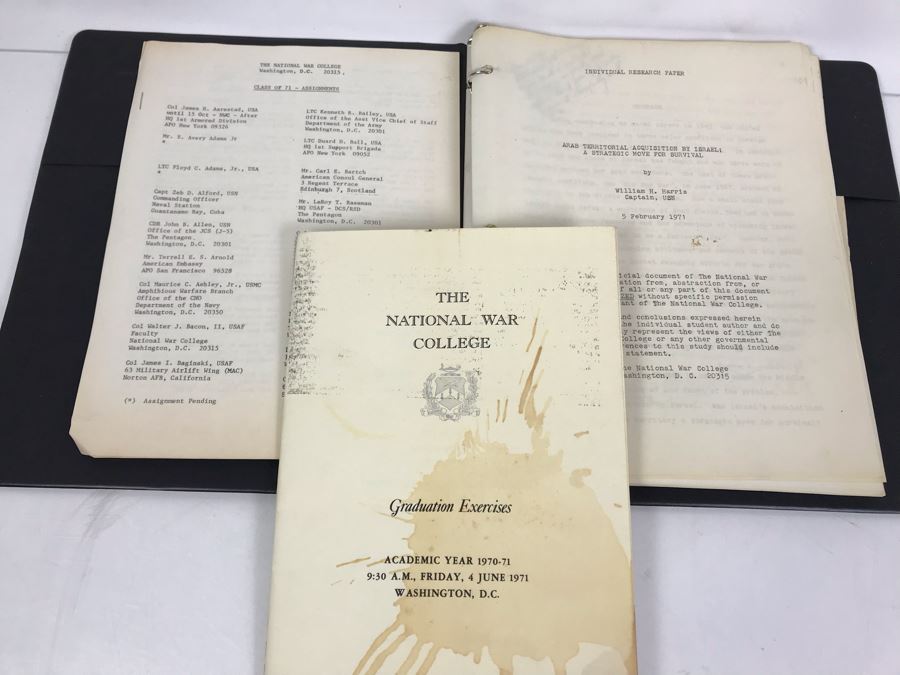 The National War College Graduation Exercises Program 1970-1971 And Research Paper From National War College By William H. Harris Captain, USN 1971 And Class Of 1971 Assignments Showing Capt Harris Assigned As CO USS Coral Sea [Photo 1]