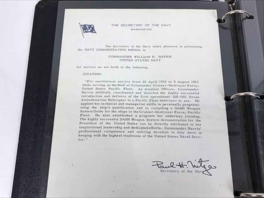 Various DASH CCDP Photographs And Letters Including Signed Letter From The Secretary Of The NAVY Paul H. Nitze - See Photos [Photo 6]