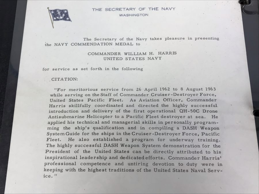 Various DASH CCDP Photographs And Letters Including Signed Letter From The Secretary Of The NAVY Paul H. Nitze - See Photos [Photo 7]