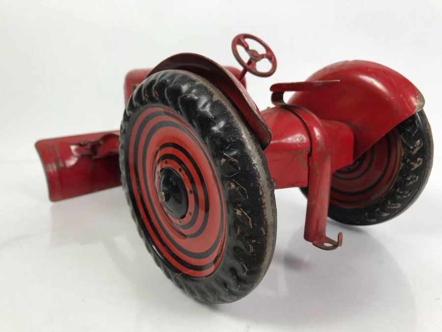 Vintage 1950's Marx Toys Tin Litho Tractor Farm Equipment Toy With Front Plow [Photo 12]