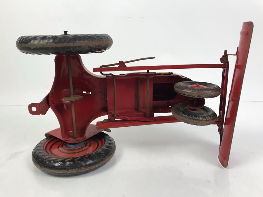 Vintage 1950's Marx Toys Tin Litho Tractor Farm Equipment Toy With Front Plow [Photo 15]