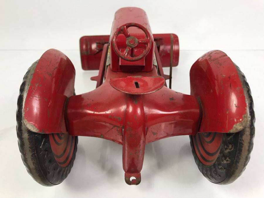 Vintage 1950's Marx Toys Tin Litho Tractor Farm Equipment Toy With Front Plow [Photo 14]