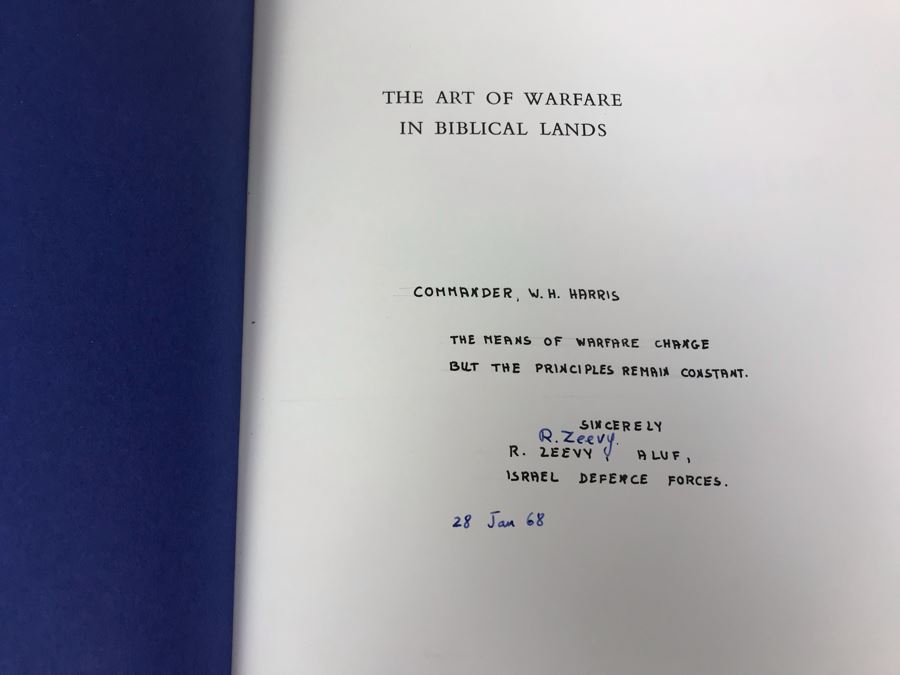 Set Of 1963 (Appear To Be First Edition) Books The Art Of Warfare In Biblical Lands By Yigael Yadin Signed By R. Zeevy, Aluf, Israel Defense Forces 1968 [Photo 6]