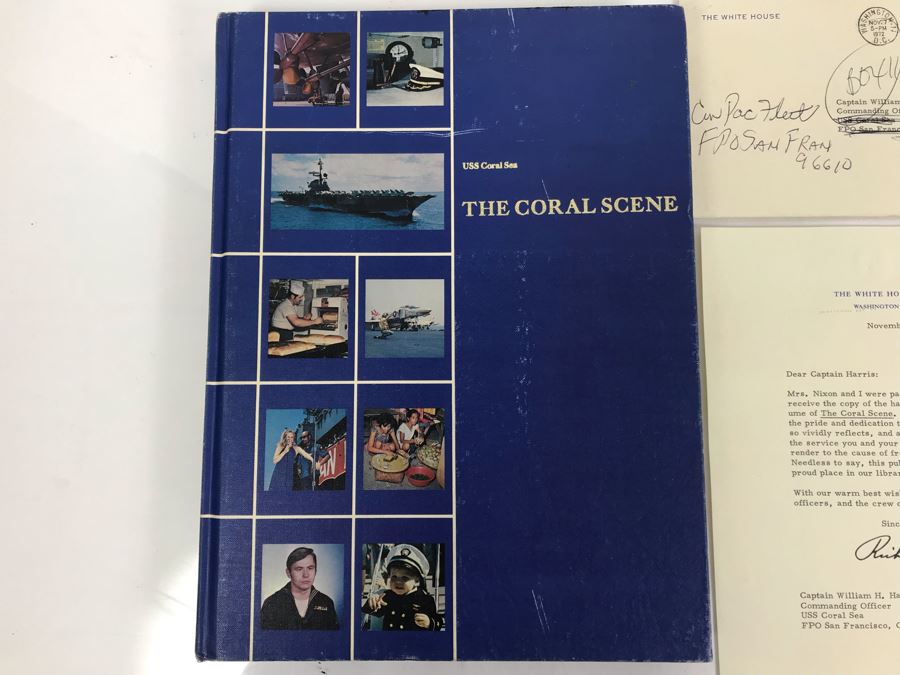 1972 SIGNED Personalized Letter From The White House Signed By Richard Nixon And Volume Of USS Coral Sea (CVA-43) The Coral Scene 1971-1972 Cruise Book Pacific Deployment - SEE PHOTOS [Photo 11]