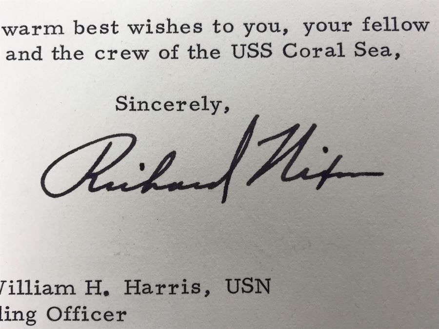 1972 SIGNED Personalized Letter From The White House Signed By Richard Nixon And Volume Of USS Coral Sea (CVA-43) The Coral Scene 1971-1972 Cruise Book Pacific Deployment - SEE PHOTOS [Photo 5]