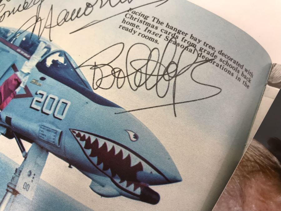 Bob Hope SIGNED Volume Of USS Coral Sea (CVA-43) The Coral Scene 1971-1972 Cruise Book Pacific Deployment And Photograph Of Bob Hope With William 'Bill' H. Harris, RADM, USN (Ret.) [Photo 4]