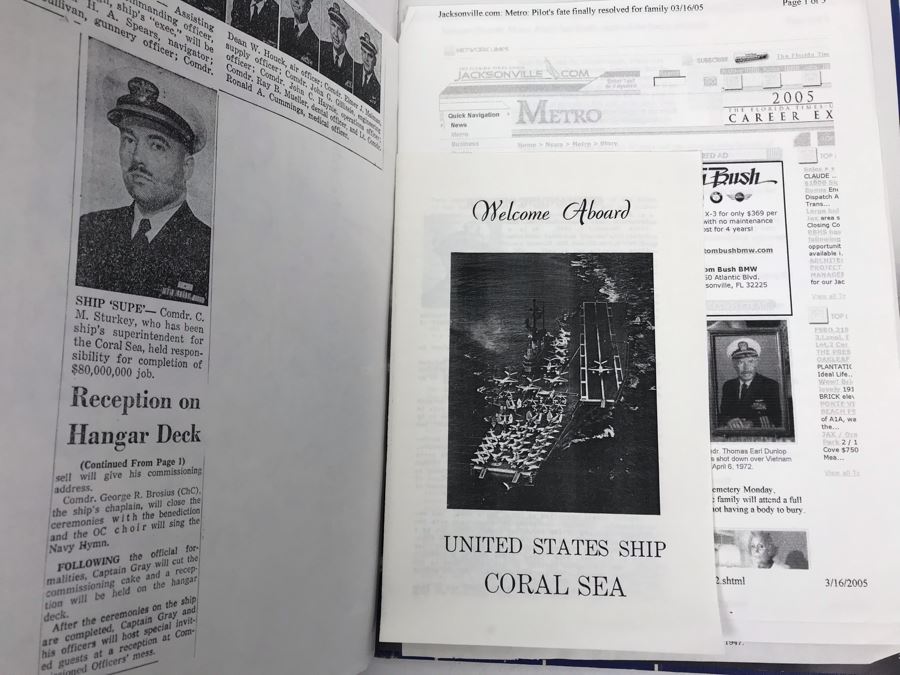 Bob Hope SIGNED Volume Of USS Coral Sea (CVA-43) The Coral Scene 1971-1972 Cruise Book Pacific Deployment And Photograph Of Bob Hope With William 'Bill' H. Harris, RADM, USN (Ret.) [Photo 10]
