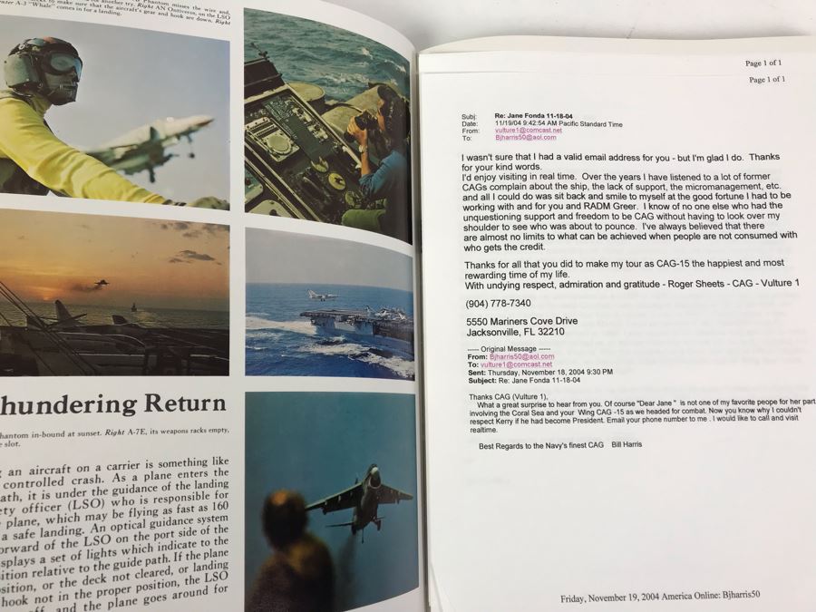 Bob Hope SIGNED Volume Of USS Coral Sea (CVA-43) The Coral Scene 1971-1972 Cruise Book Pacific Deployment And Photograph Of Bob Hope With William 'Bill' H. Harris, RADM, USN (Ret.) [Photo 12]