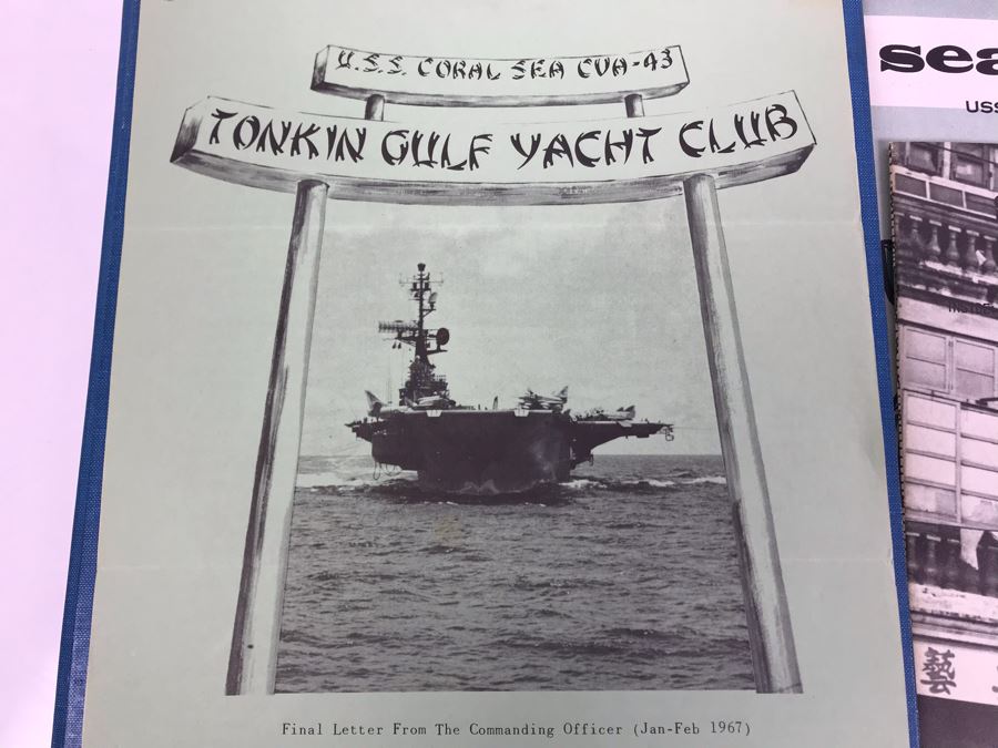1966-1967 USS Coral Sea (CV-43) Carrier-West Cruise Book, USS Coral Sea Tonkin Gulf Yacht Club Letter From Commanding Officer (1967) Vietnam Combat Zone Air Strikes And Coral Sea Sea Breeze Newsletters 'The Supremes' - See Photos [Photo 11]