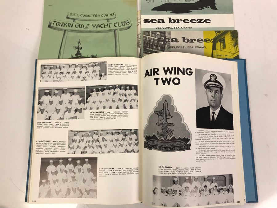 1966-1967 USS Coral Sea (CV-43) Carrier-West Cruise Book, USS Coral Sea Tonkin Gulf Yacht Club Letter From Commanding Officer (1967) Vietnam Combat Zone Air Strikes And Coral Sea Sea Breeze Newsletters 'The Supremes' - See Photos [Photo 2]