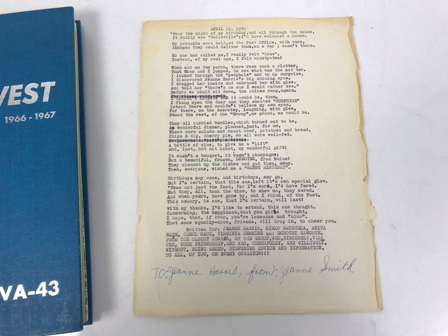 1966-1967 USS Coral Sea (CV-43) Carrier-West Cruise Book, USS Coral Sea Tonkin Gulf Yacht Club Letter From Commanding Officer (1967) Vietnam Combat Zone Air Strikes And Coral Sea Sea Breeze Newsletters 'The Supremes' - See Photos [Photo 44]