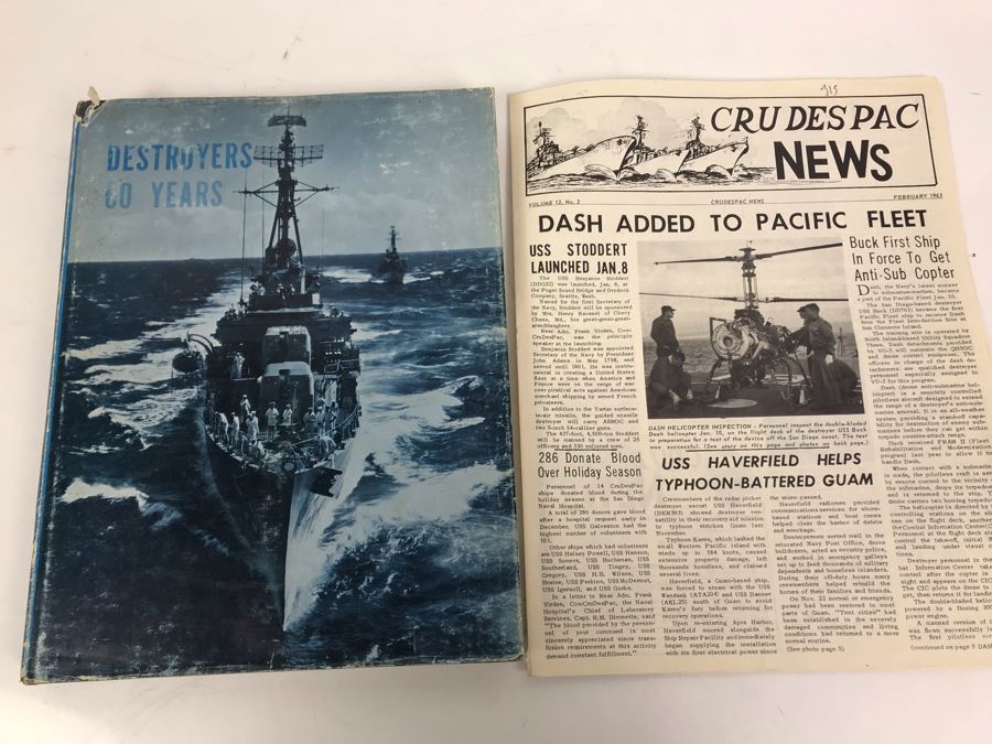 1962 Destroyers - 60 Years Book By Captain William G. Schofield, USNR And CRUDESPAC Newsletter Featuring Article On DASH Added To Pacific Fleet