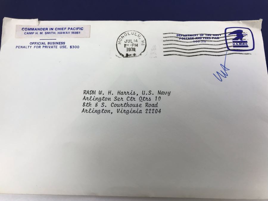 Change Of Command Program For USS Coral Sea CVA-43 1971 And 1972, Signed Photograph Of USS Kitty Hawk, Signed 1978 Letter From Navy Commander In Chief Pacific Maurice F. Weisner And More [Photo 16]