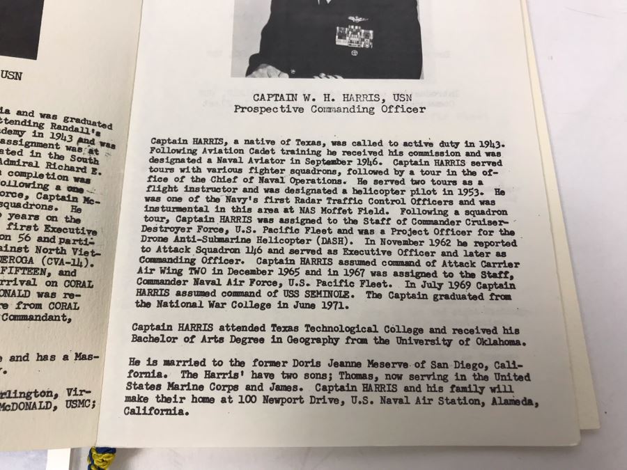 Change Of Command Program For USS Coral Sea CVA-43 1971 And 1972, Signed Photograph Of USS Kitty Hawk, Signed 1978 Letter From Navy Commander In Chief Pacific Maurice F. Weisner And More [Photo 11]