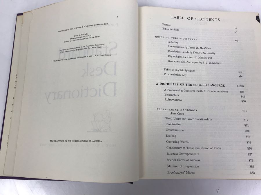 1964 Purple Funk & Wagnalls Standard Desk Dictionary From VFA-146 Strike Fighter Squadron 146 US Navy Blue Diamonds [Photo 6]