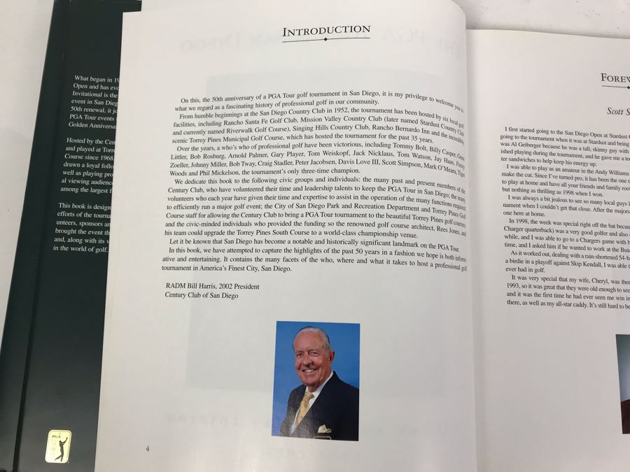 Pair Of The PGA Tour In San Diego Books Golden Anniversary Edition 1952-2002 From The Century Club RADM Bill Harris Was President Of The Century Club San Diego [Photo 5]