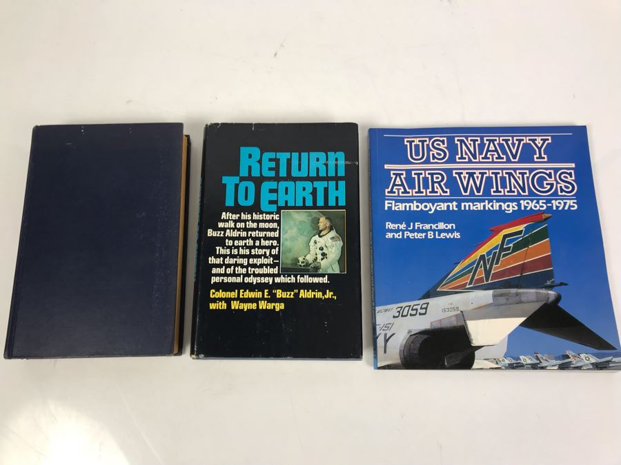 (3) Books: Return To Earth By Buzz Aldrin, US Navy Air Wings And Command At Sea A Guide For The Naval Officer
