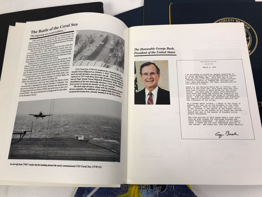 (3) Programs On The Decommissioning Of The USS Coral Sea (CV 43) Norfolk, VA 1990, Navy Book On San Francisco's Own USS Coral Sea And (4) The Hook Journals Of Carrier Aviation [Photo 8]