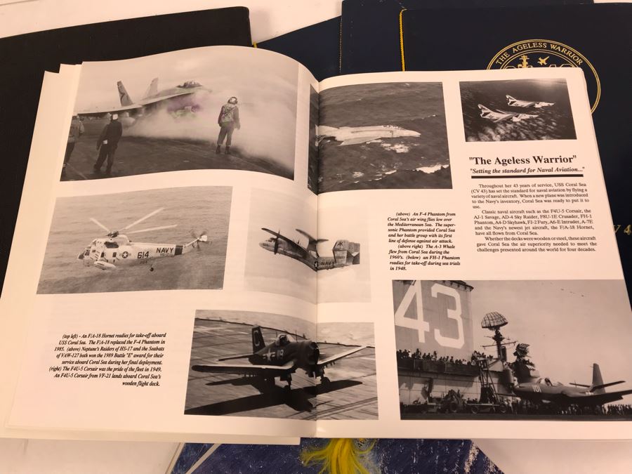 (3) Programs On The Decommissioning Of The USS Coral Sea (CV 43) Norfolk, VA 1990, Navy Book On San Francisco's Own USS Coral Sea And (4) The Hook Journals Of Carrier Aviation [Photo 11]