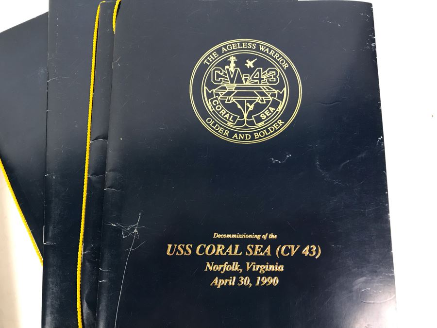 (3) Programs On The Decommissioning Of The USS Coral Sea (CV 43) Norfolk, VA 1990, Navy Book On San Francisco's Own USS Coral Sea And (4) The Hook Journals Of Carrier Aviation [Photo 3]