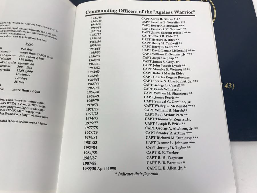 (3) Programs On The Decommissioning Of The USS Coral Sea (CV 43) Norfolk, VA 1990, Navy Book On San Francisco's Own USS Coral Sea And (4) The Hook Journals Of Carrier Aviation [Photo 12]