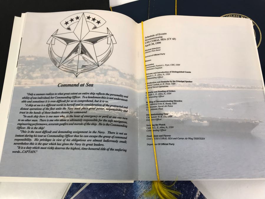 (3) Programs On The Decommissioning Of The USS Coral Sea (CV 43) Norfolk, VA 1990, Navy Book On San Francisco's Own USS Coral Sea And (4) The Hook Journals Of Carrier Aviation [Photo 14]