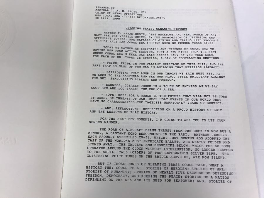 (3) Programs On The Decommissioning Of The USS Coral Sea (CV 43) Norfolk, VA 1990, Navy Book On San Francisco's Own USS Coral Sea And (4) The Hook Journals Of Carrier Aviation [Photo 6]