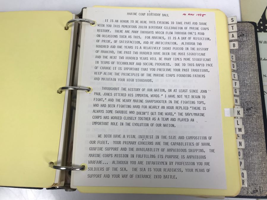 Notebook With Dozens Of Speeches Written And Delivered By William 'Bill' H. Harris, RADM, USN (Ret.) Incl Speeches Addressing Vietnam War Coral Sea Combat Deployment Debrief & (2) Change Of Command Programs Commander Light Attack Wing Pacific - See Photos [Photo 28]
