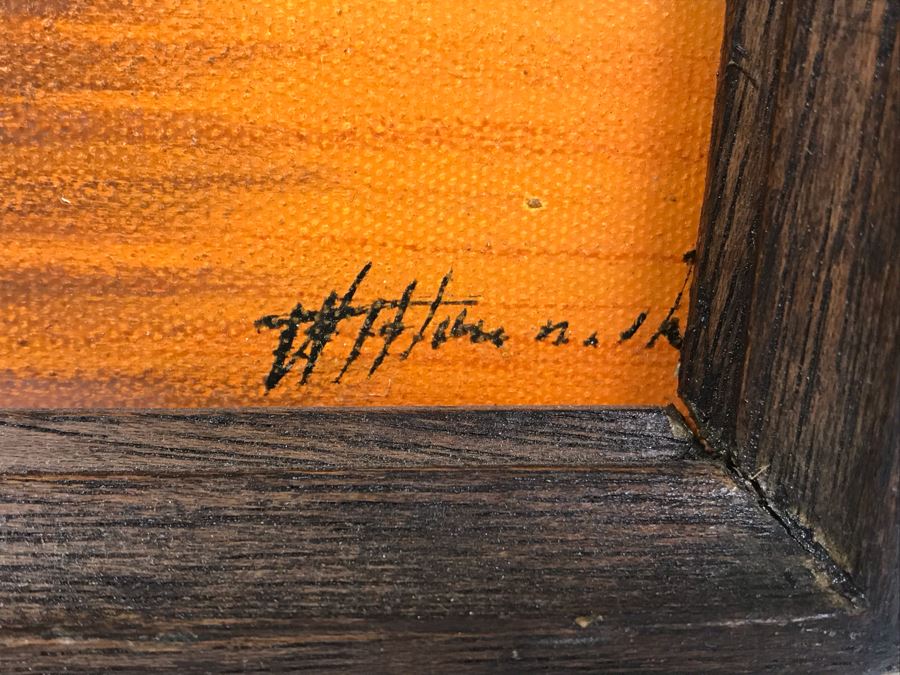 Signed Original Eastern Harbour Scene Oil Painting 17' X 14' [Photo 7]