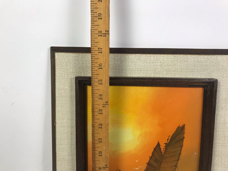 Signed Original Eastern Harbour Scene Oil Painting 17' X 14' [Photo 9]