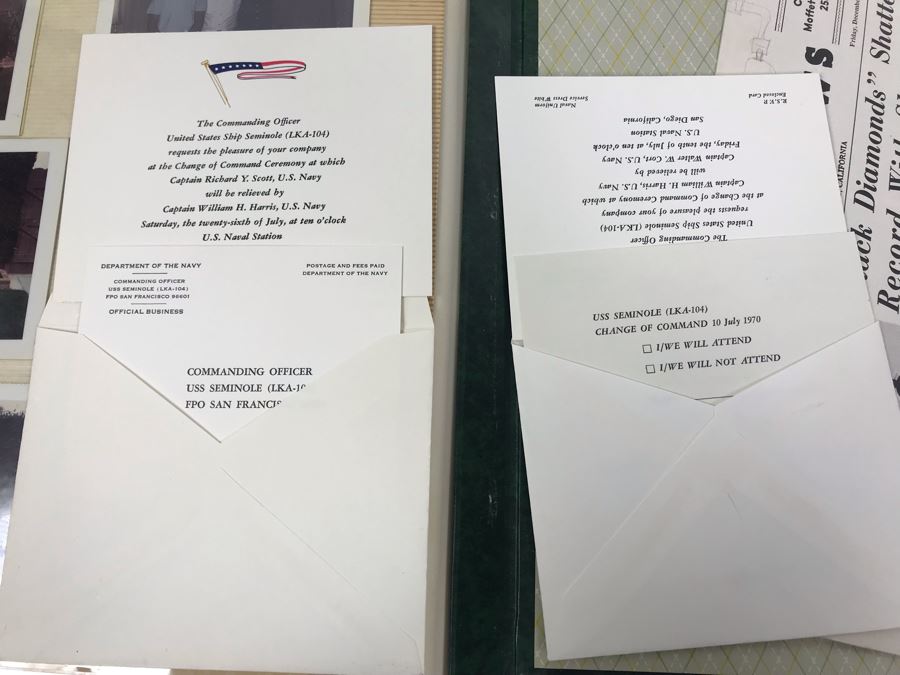 Photo Book Containing Photos Of US Navy Ship Seminole (LKA-104) And 1969 Change Of Command Invite And Program - See Photos [Photo 40]
