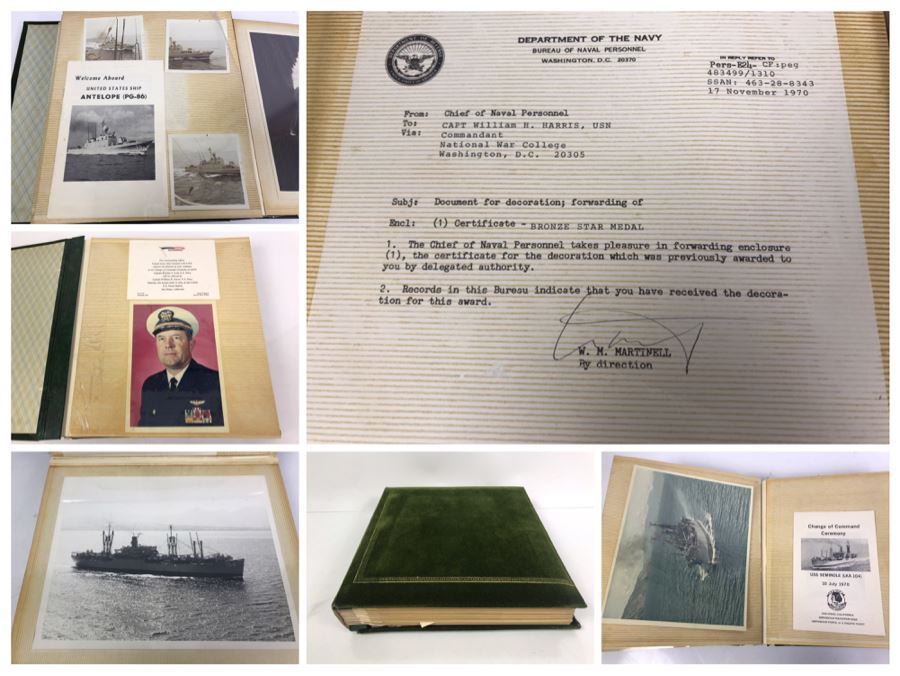 Photo Book Containing Photos Of US Navy Ship Seminole (LKA-104) And 1969 Change Of Command Invite And Program - See Photos