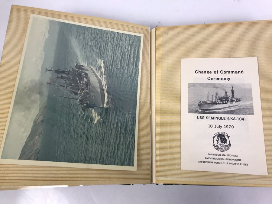 Photo Book Containing Photos Of US Navy Ship Seminole (LKA-104) And 1969 Change Of Command Invite And Program - See Photos [Photo 31]